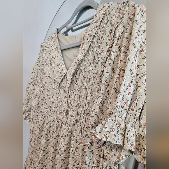 Roolee Tops - Sage Green Floral Dress Blouse (2xl)